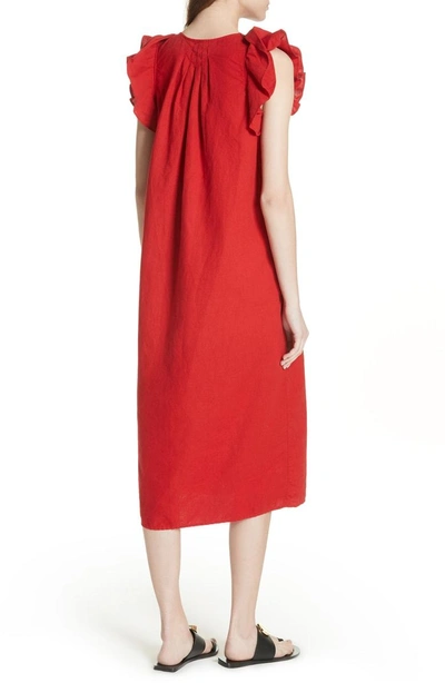 Shop The Great The Flutter Tulip Dress In Poppy