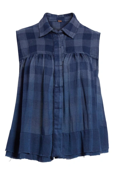 Shop Free People Hey There Sunrise Button Front Shirt In Blue
