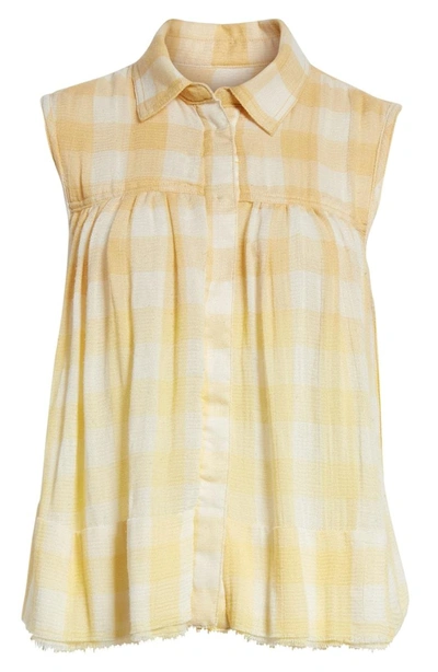 Shop Free People Hey There Sunrise Button Front Shirt In Yellow
