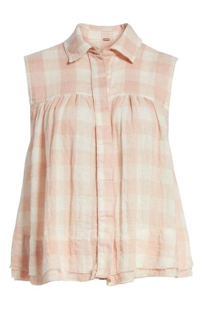 Shop Free People Hey There Sunrise Button Front Shirt In Pink