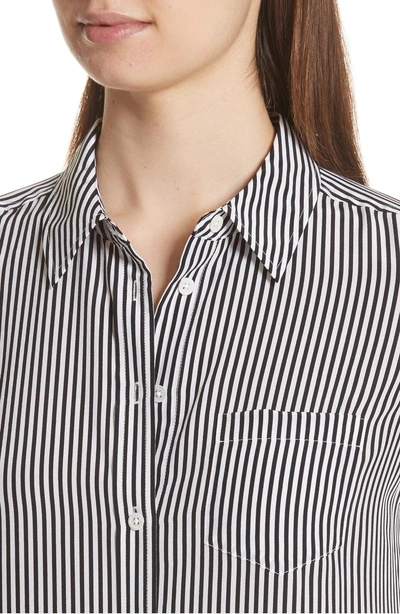 Shop Equipment Brett Stripe Silk Shirtdress In True Black Bright White
