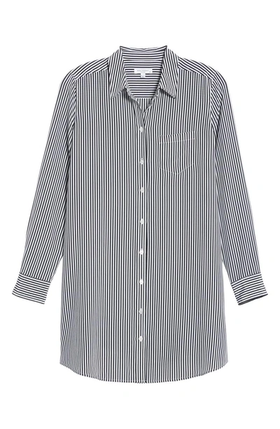 Shop Equipment Brett Stripe Silk Shirtdress In True Black Bright White