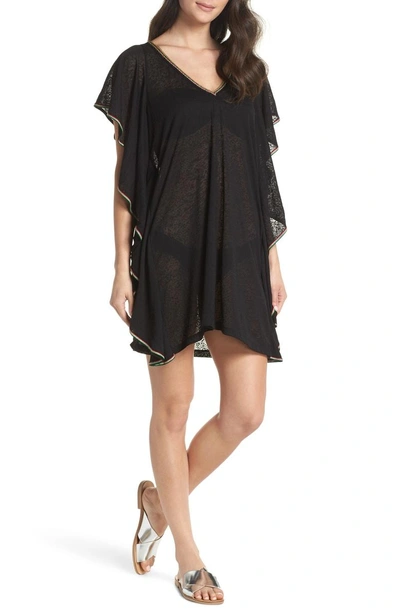 Shop Pitusa Flare Cover-up Minidress In Black