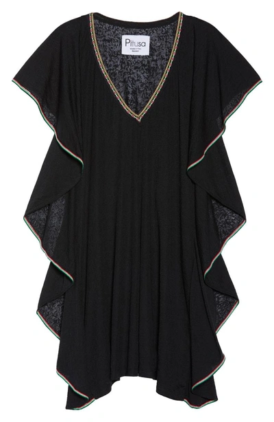 Shop Pitusa Flare Cover-up Minidress In Black