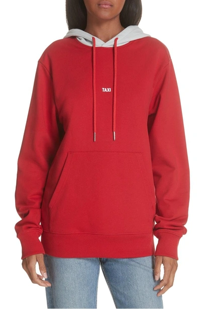 Shop Helmut Lang Taxi Hoodie In Red/ Silver Grey