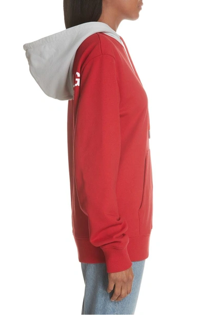 Shop Helmut Lang Taxi Hoodie In Red/ Silver Grey