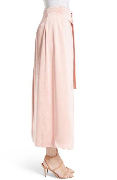 Shop Rejina Pyo Ellis Belted Satin Wrap Skirt In Blush