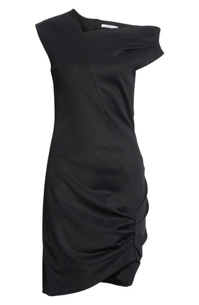 Shop Helmut Lang One Shoulder Ruched Hem Dress In Black