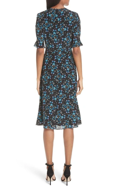 Shop Altuzarra Floral Print Flare Hem Silk Dress In Black