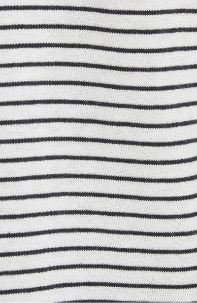 Shop Vince Classic Stripe Rolled Sleeve Cotton Tee In Vanilla/ Coastal