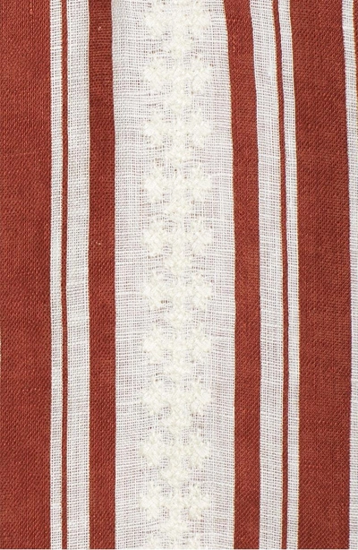 Shop Tory Burch Alcott Beach Linen Cover-up Caftan In New Ivory / Desert Stripe