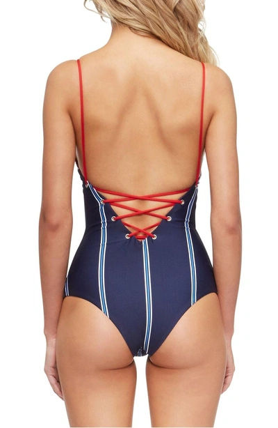 Shop Tavik Monahan One-piece Swimsuit In Evening Blue Stripe