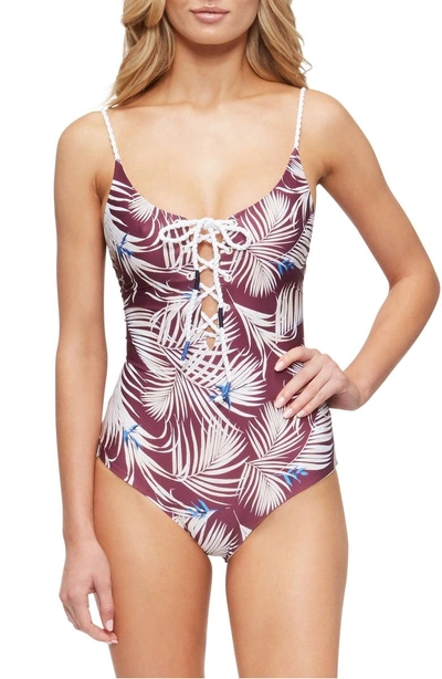 Shop Tavik Monahan One-piece Swimsuit In Latona Palm Merlot