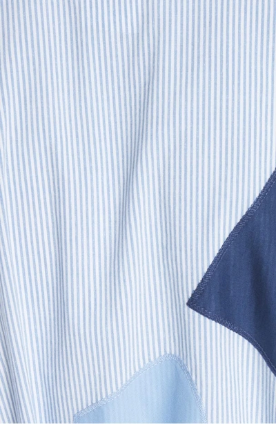 Shop Lafayette 148 Laurita Sartorial Stripe Print Coat In Placid Blue Multi
