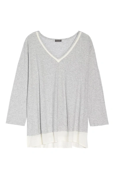 Shop Vince Camuto Woven Hem Layered Top In Grey Heather