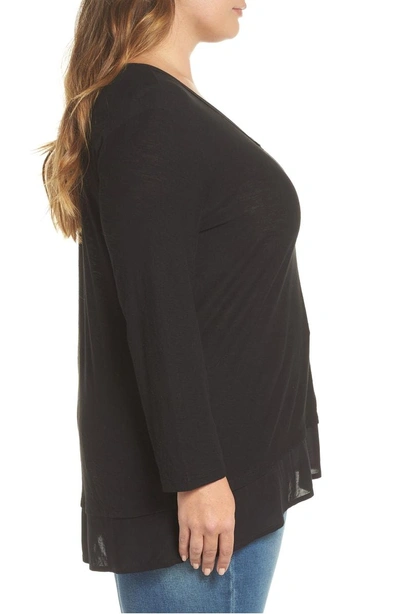 Shop Vince Camuto Woven Hem Layered Top In Rich Black