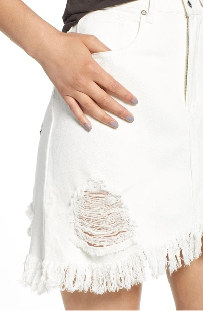 Shop Somedays Lovin Shimmering Bays Ripped Denim Skirt In White