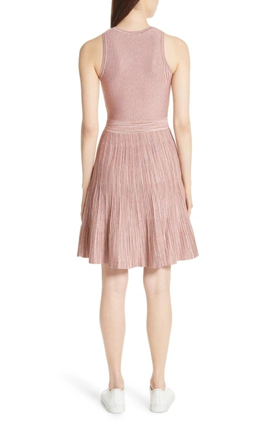 Shop Sandro Stretch Knit Fit & Flare Dress In Rose