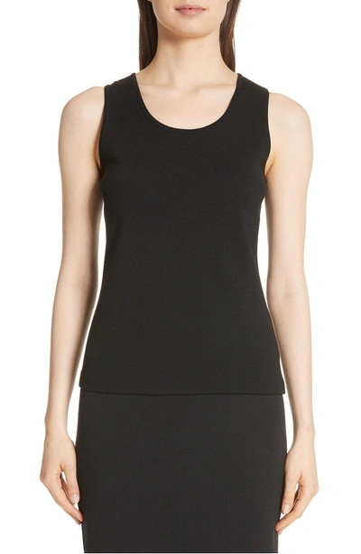 Shop St John Milano Knit Contour Tank In Caviar