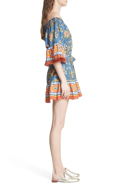 Shop Joie Chloris Off The Shoulder Cotton Dress In Baja Blue