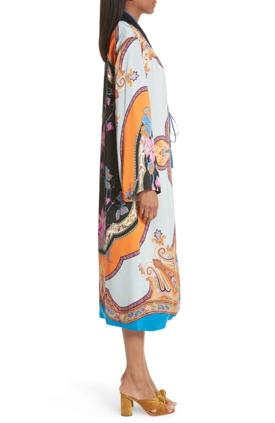 Shop Etro Lily Print Kimono Jacket In Orange Multi
