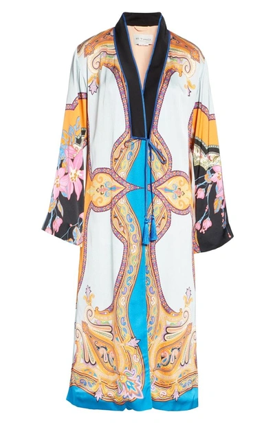 Shop Etro Lily Print Kimono Jacket In Orange Multi