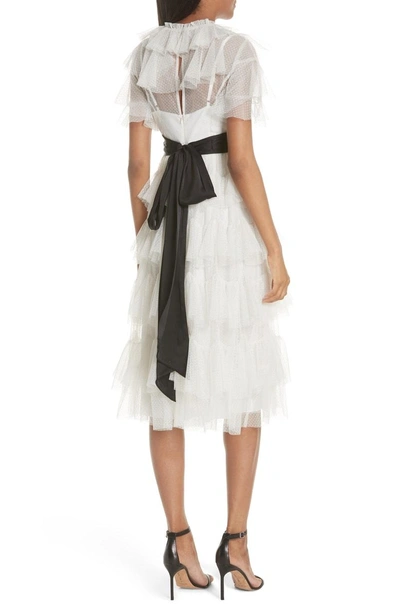 Shop Needle & Thread Tiered Tea Length Tulle Dress In Pearl