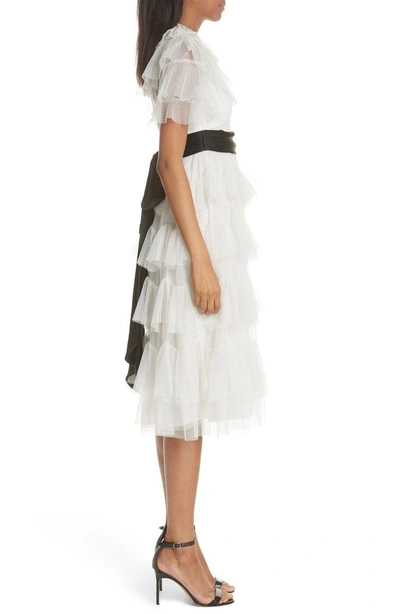 Shop Needle & Thread Tiered Tea Length Tulle Dress In Pearl