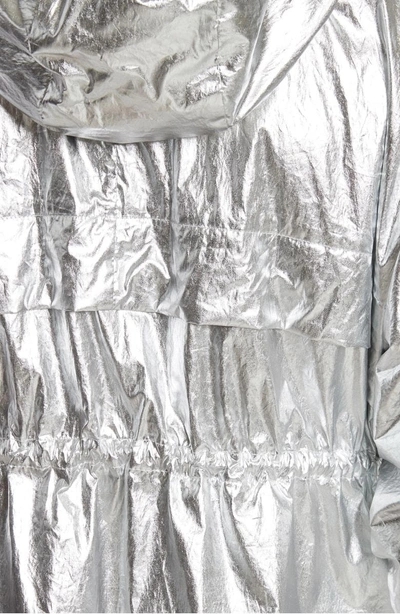 Shop Moncler Jais Metallic Hooded Raincoat In Silver