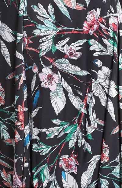 Adrianna Papell Print Satin Chiffon Handkerchief Dress In Black Multi