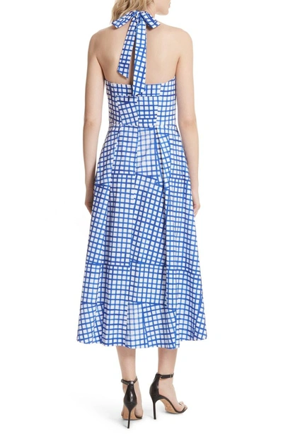 Shop Milly Paige Stretch Cotton Halter Dress In Blueberry