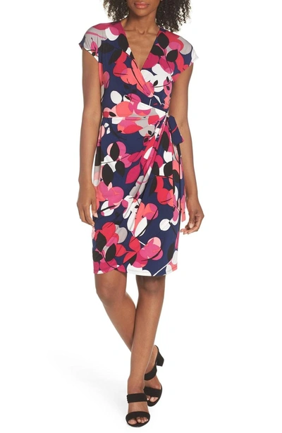 Shop Maggy London Berry Floral Wrap Dress In Navy/ Berry
