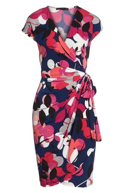 Shop Maggy London Berry Floral Wrap Dress In Navy/ Berry