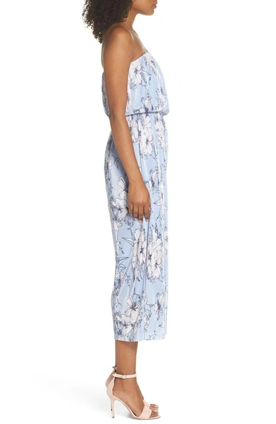 Shop 19 Cooper Strapless Pleated Jumpsuit In Light Blue
