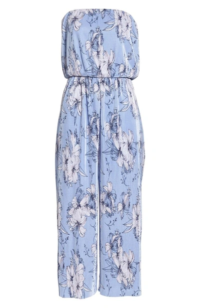 Shop 19 Cooper Strapless Pleated Jumpsuit In Light Blue