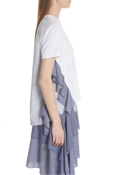 Shop Opening Ceremony Mixed Media Side Ruffle Tee In White Multi