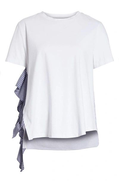 Shop Opening Ceremony Mixed Media Side Ruffle Tee In White Multi