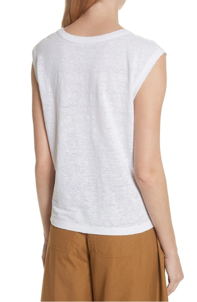 Shop Vince Linen Muscle Tank Top In Optic White