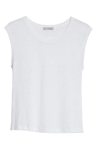 Shop Vince Linen Muscle Tank Top In Optic White