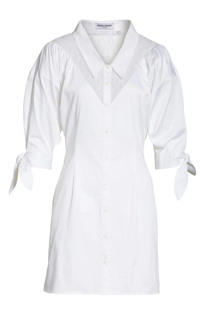Shop Opening Ceremony Lace Yoke Sateen Shirtdress In White