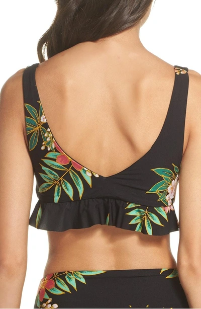 Shop Isabella Rose Tropicali Ruffle Bikini Top In Black Multi