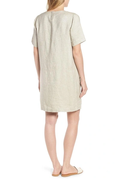 Shop Eileen Fisher Scoop Neck Linen Blend Dress In Natural