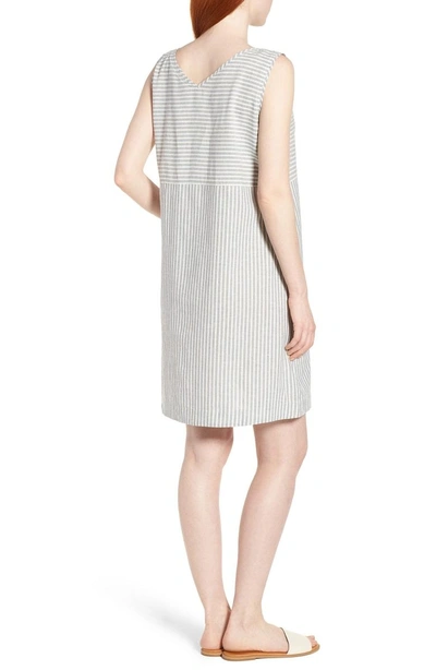Eileen Fisher Varied Stripe Hemp & Organic Cotton Shift Dress In Chambray