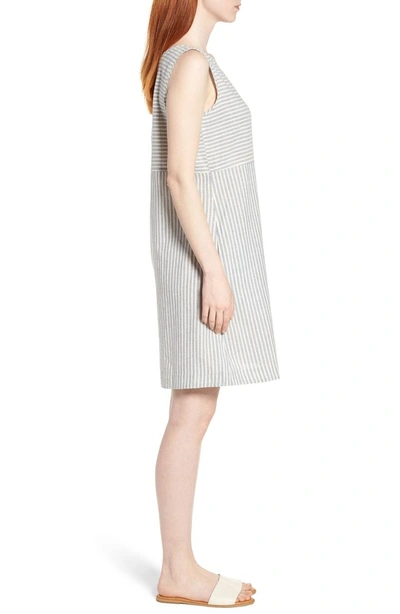 Eileen Fisher Varied Stripe Hemp & Organic Cotton Shift Dress In Chambray