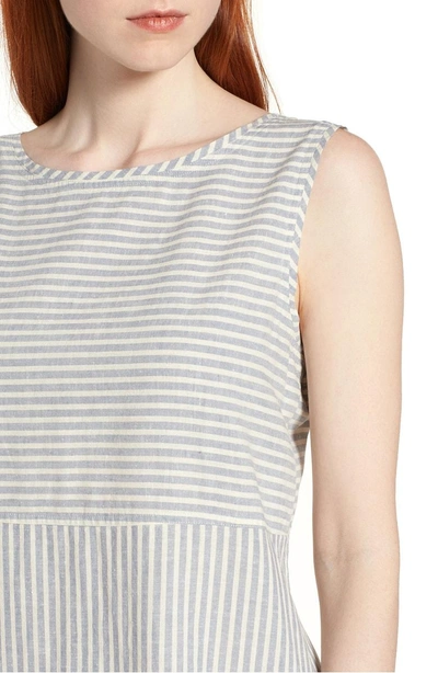 Eileen Fisher Varied Stripe Hemp & Organic Cotton Shift Dress In Chambray