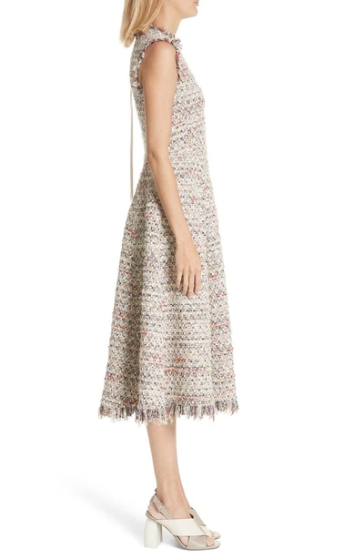 Shop Adam Lippes Tweed A-line Dress In Ivory Multi