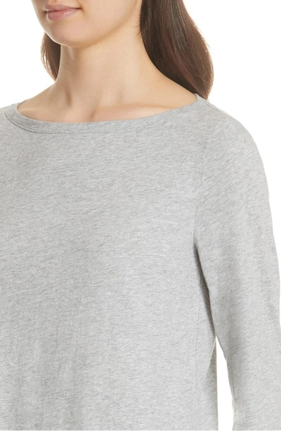 Shop Eileen Fisher Long Sleeve Organic Cotton Tee In Dark Pearl