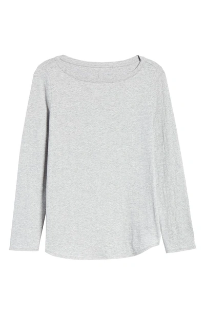 Shop Eileen Fisher Long Sleeve Organic Cotton Tee In Dark Pearl