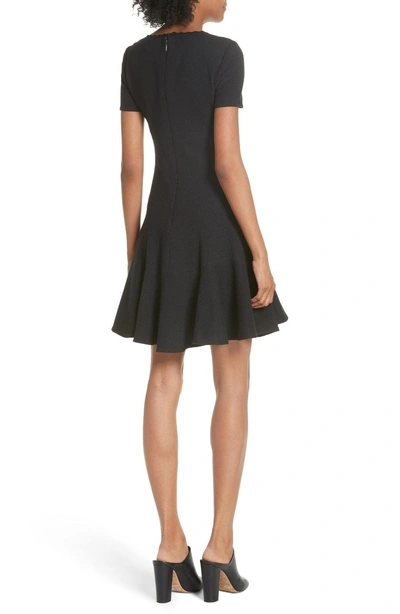 Shop Rebecca Taylor Textured Stretch Cotton Fit & Flare Dress In Black