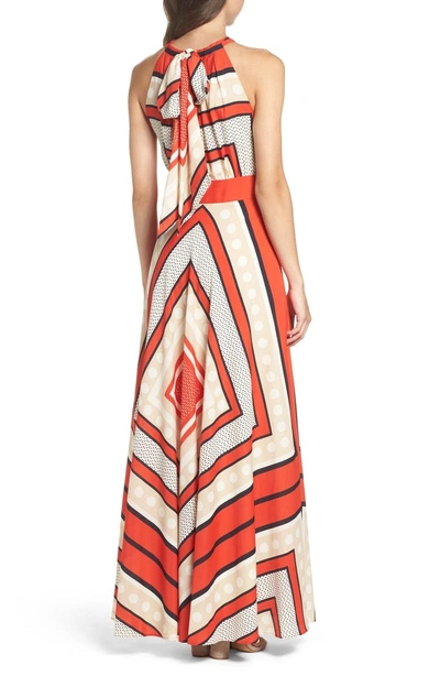 Eliza J Halter Scarf Print Woven Maxi Dress In Multi